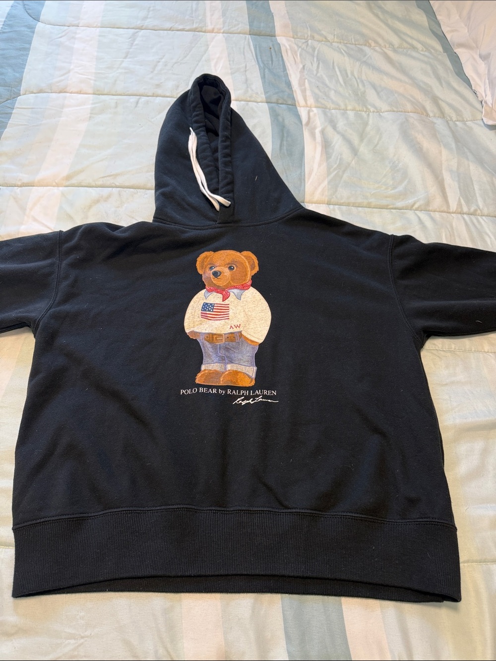 Ralph Lauren Black Hoodie with Polo Bear Graphic